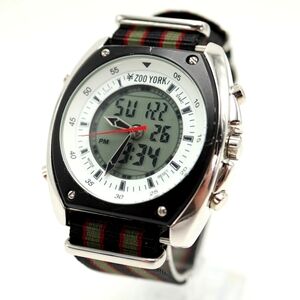 Zoo York Digital Analog 45mm Watch with NEW Black/Red Nato Strap & NEW Battery!
